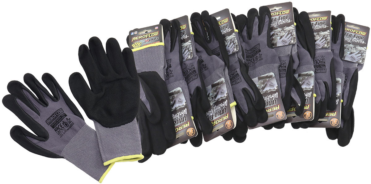 MECHANIC GLOVES MEDIUM NITRILEFOAM 12 PAIRS BLACK WORK SHOP