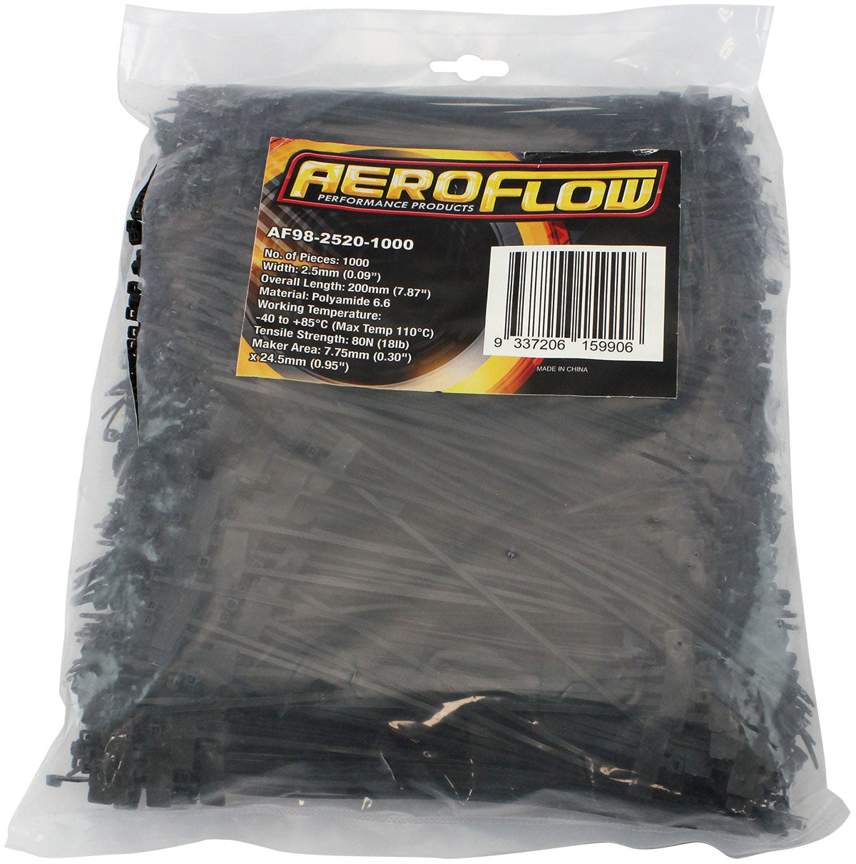 MARKER CABLE TIES 2.5mmx 200mm1000 PACK WHITE ZIP TIE PA66