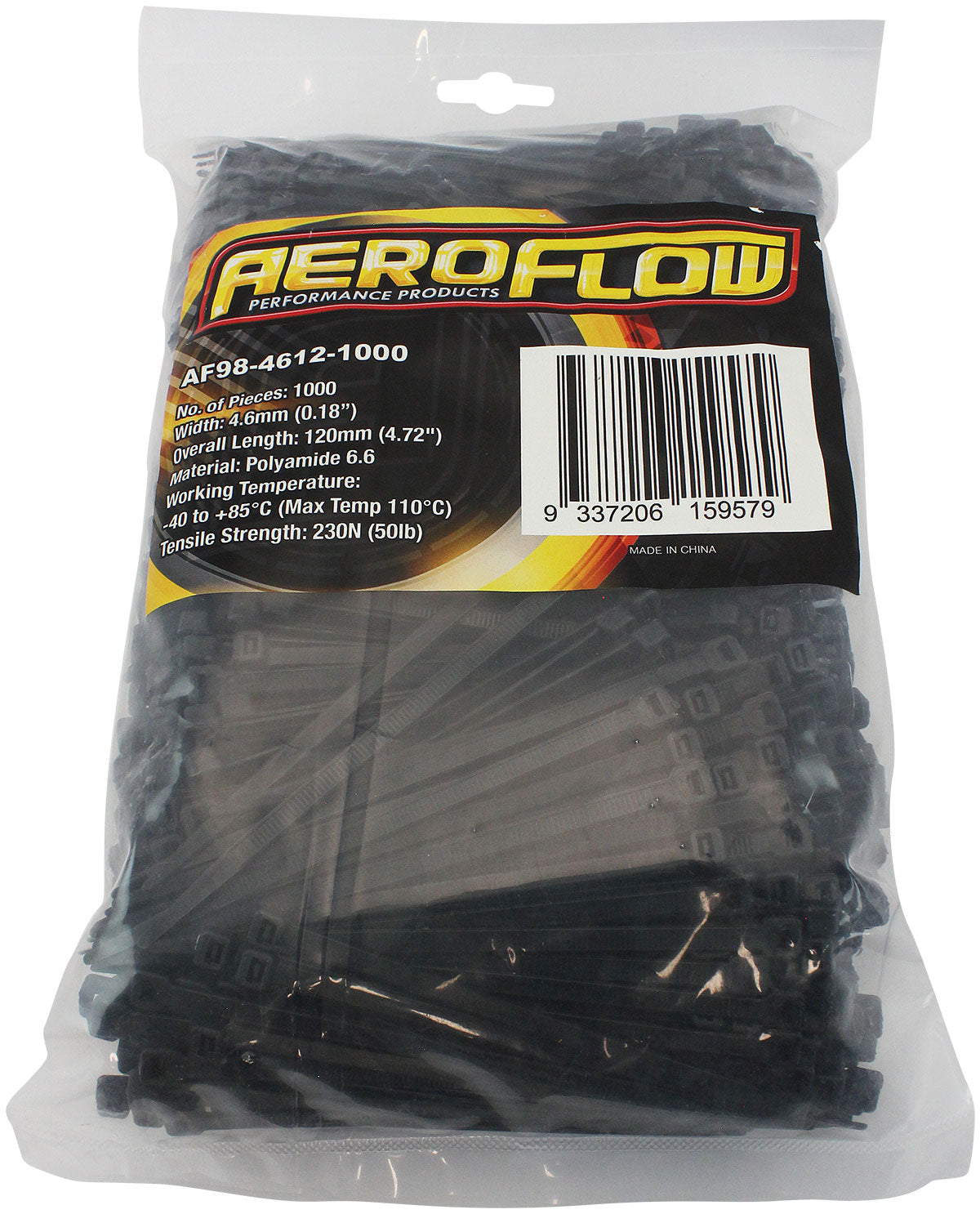 CABLE TIES 4.6mm x 120mm      1000 PACK BLACK ZIP TIE PA66
