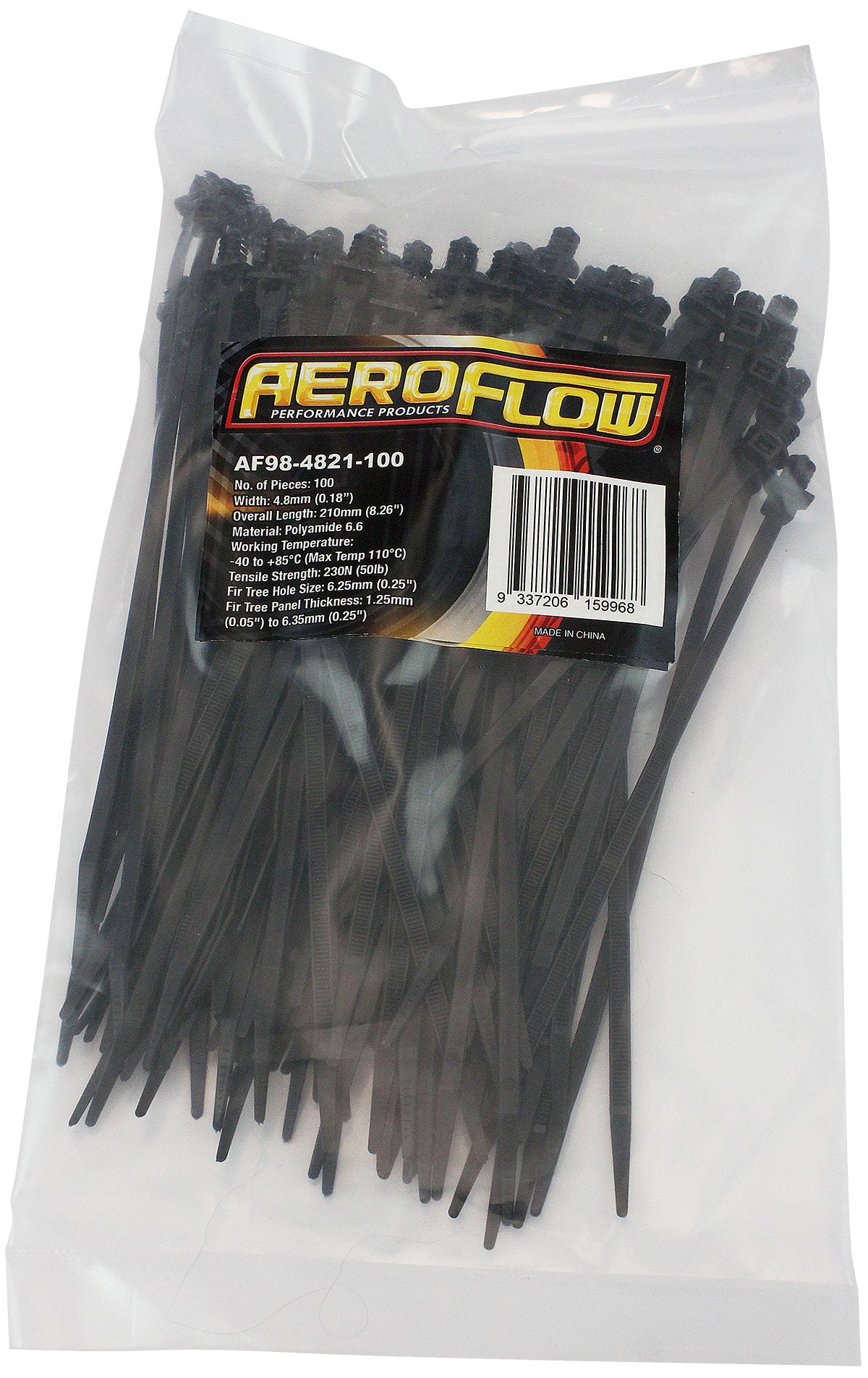 FIR TREE CABLE TIE 4.8x210mm  FIXED 100 PACK BLACK ZIP TIES