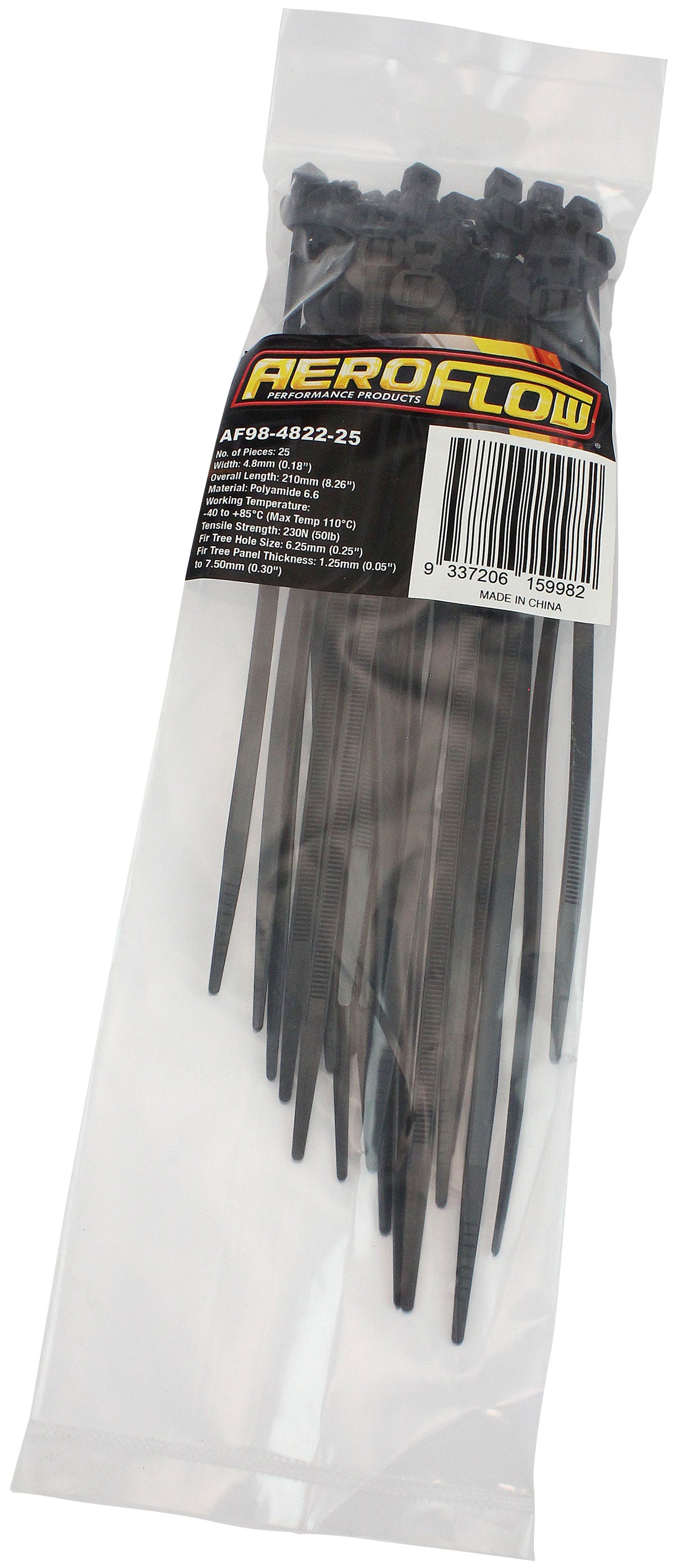 FIR TREE CABLE TIE 4.8x210mm 2PIECE 25 PACK BLACK ZIP TIES