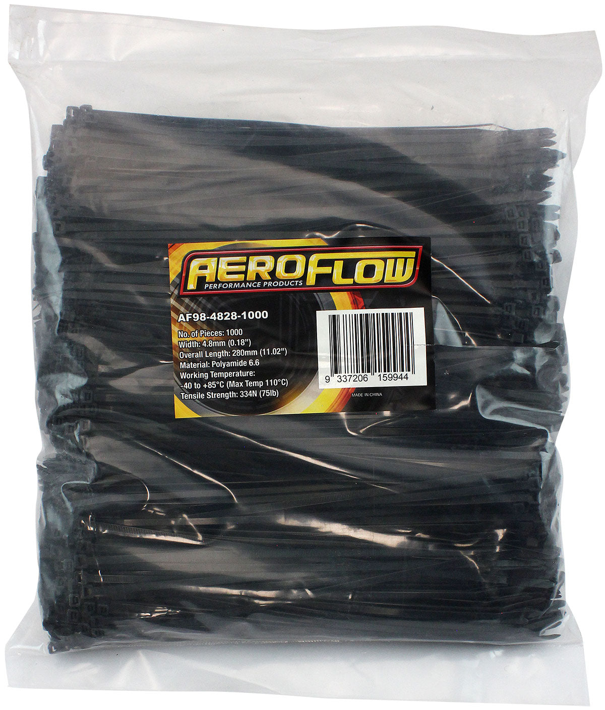 HEAVY DUTY CABLE TIE 4.8x280mm1000 PACK BLACK ZIP TIES PA66