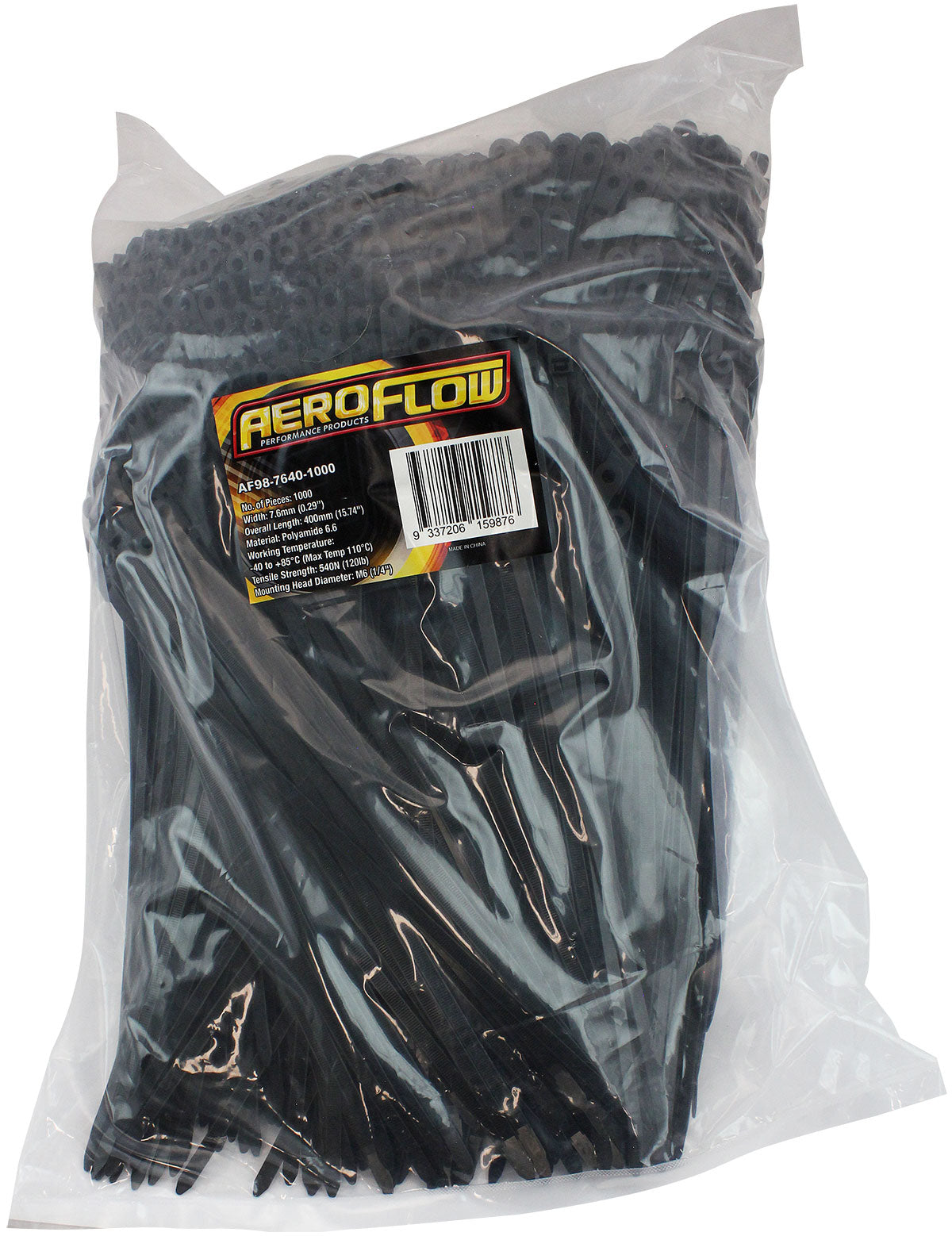 SCREW MOUNT CABLE TIES 7.6x400M6 1000 PACK BLAC ZIP TIE PA66