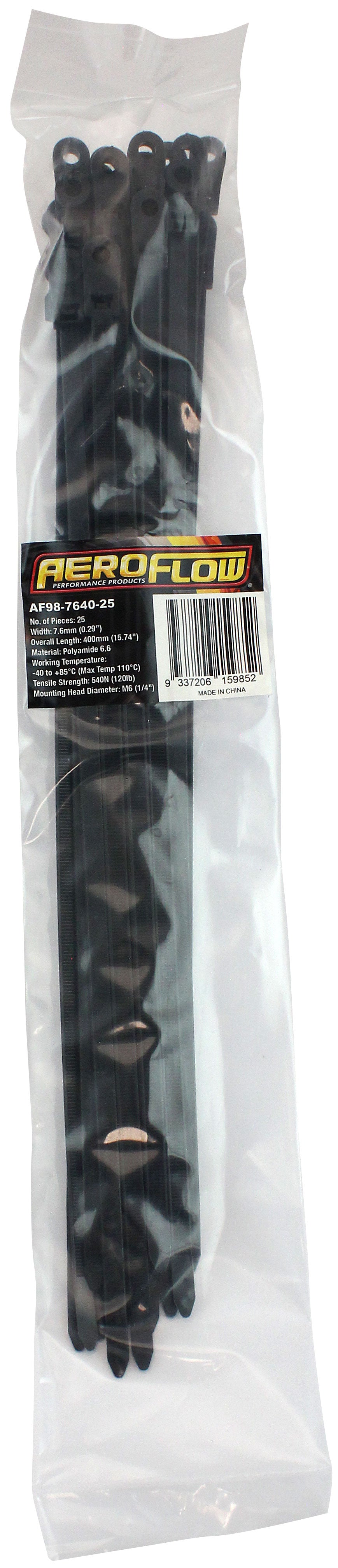 SCREW MOUNT CABLE TIES 7.6x400M6 25 PACK BLACK ZIP TIE PA66