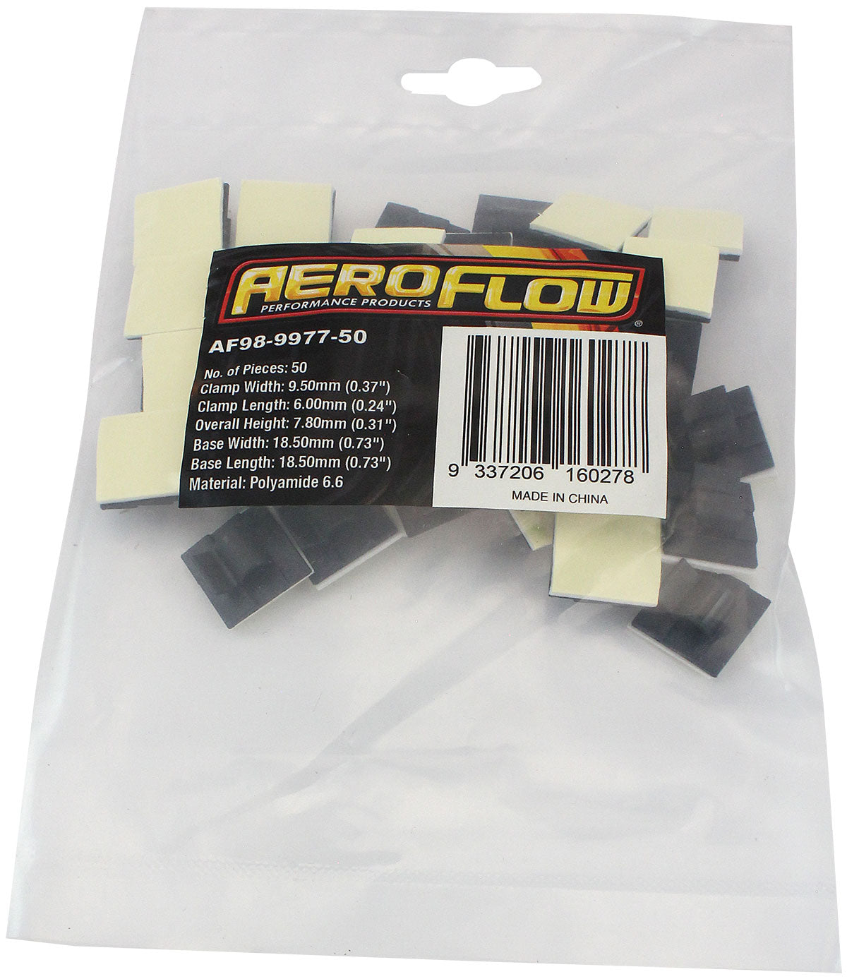 CABLE TIE MOUNT CLAMPS 5mm MAXBUNDLE PA66 3M ADHESIVE 50 PAC