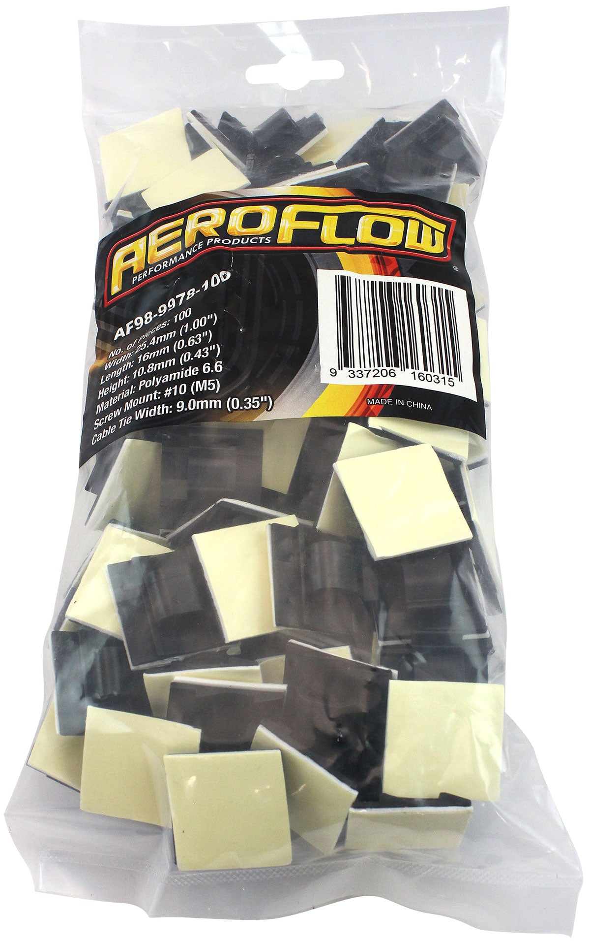 CABLE TIE MOUNT CLAMPS 8mm MAXBUNDLE PA66 3M ADHESIVE 100PAC