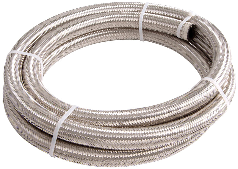 SS BRAIDED HOSE -8AN 30 METRE SILVER S/S 11.1mm ID 17.7mm OD