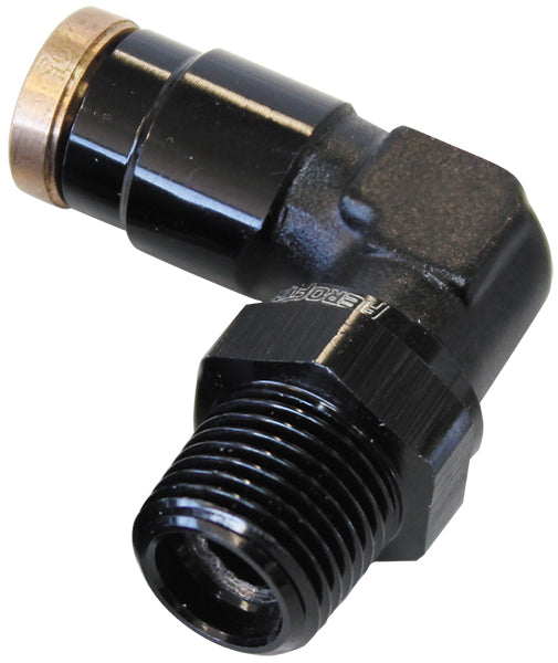 1/8" NPT 90 DEGREE TO 3/16"   120 SERIES NYLON BLACK FITTING