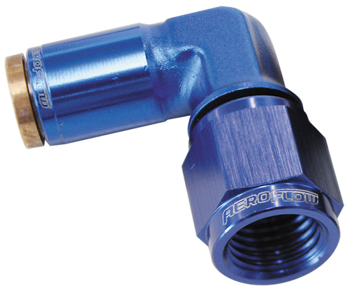 -4AN FEMALE 90 DEGREE TO 1/4" 120 SERIES BLUE NYLON FITTING
