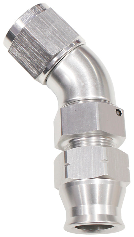 3/8" TUBE 45 DEG FEMALE -6AN  SILVER SWIVEL NUT WITH OLIVE Default Title