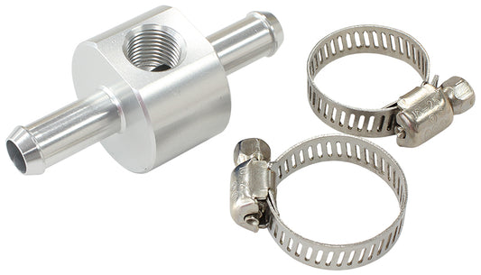 INLINE PRESSURE GAUGE ADAPTER 3/8" BARBS W/ 1/8" NPT, SILVER Default Title