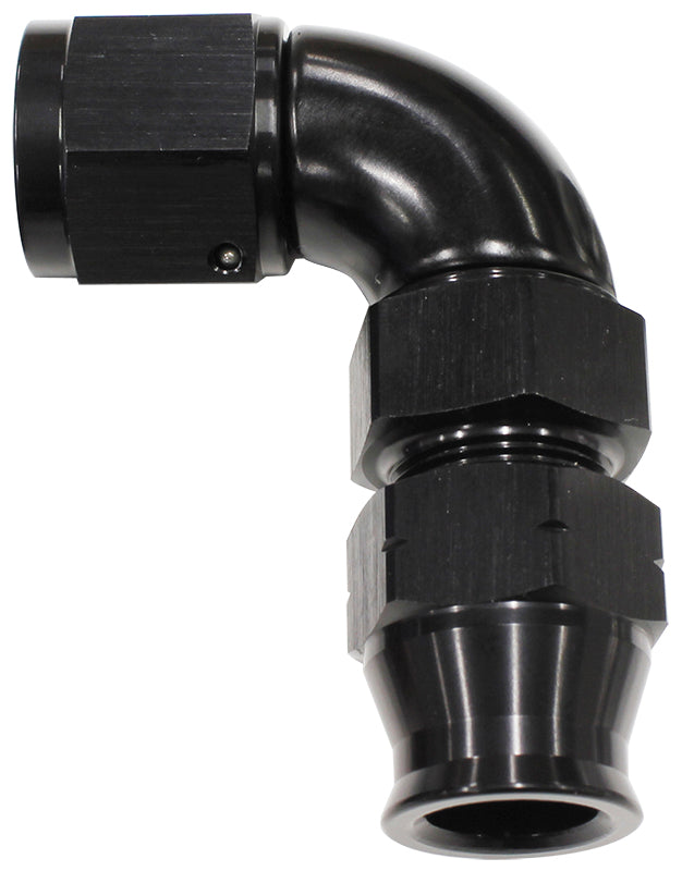1/4" TUBE 90 deg female -4AN  BLACK SWIVEL NUT WITH OLIVE