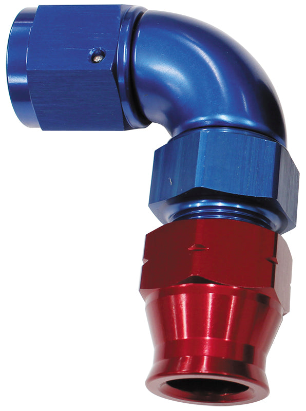 3/8" TUBE 90 deg female -6AN  BLUE SWIVEL NUT WITH OLIVE