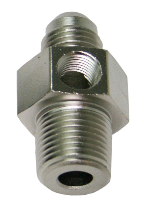 MALE 1/4"NPT TO -8AN 1/8" PORTSILVER 1/4" TO -8AN 1/8" PORT