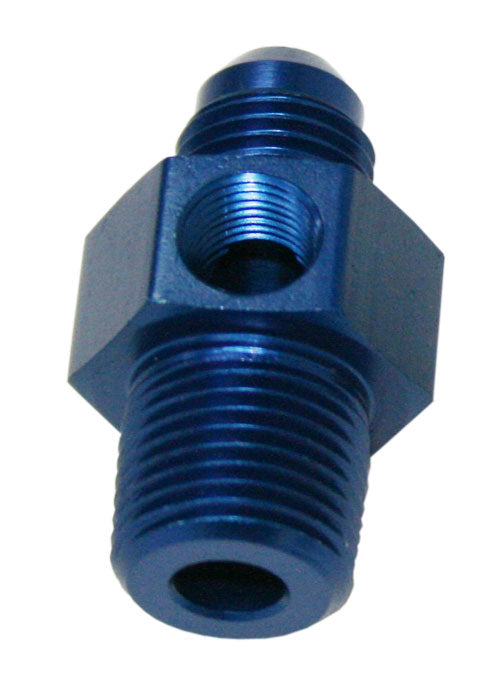 MALE 1/4"NPT TO -8AN 1/8" PORTBLUE 1/4" TO -8AN 1/8" PORT