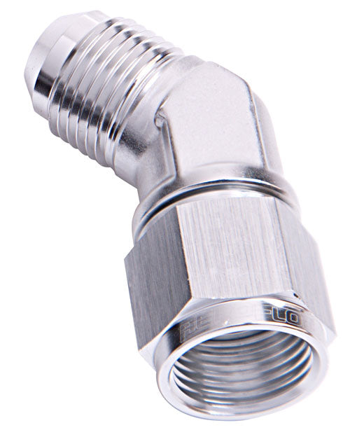 45 DEG FEMALE - MALE -4AN     SILVER SWIVEL NUT