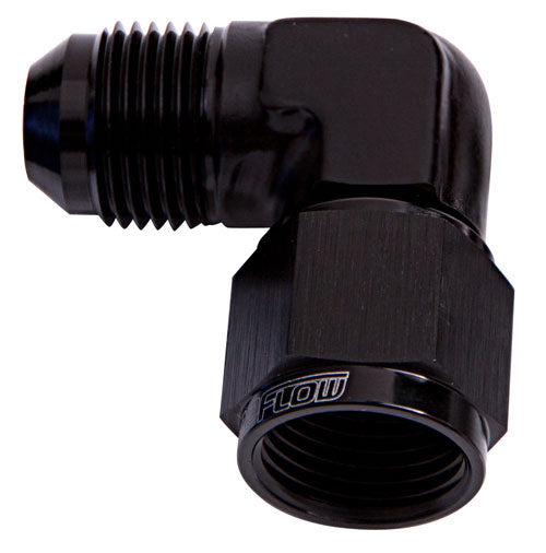 90 DEG FEMALE - MALE -6AN     BLACK SWIVEL NUT