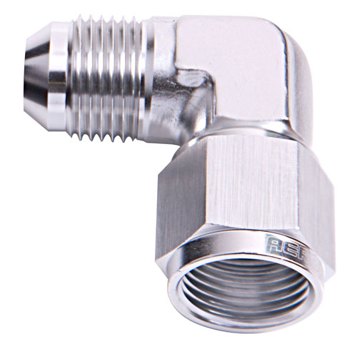 90 DEG FEMALE - MALE -10AN    SILVER SWIVEL NUT