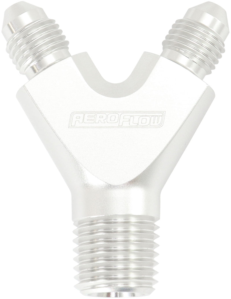 1/8" NPT Y BLOCK TO 2 x -3AN  MALE FITTINGS NITROUS NOS SILV