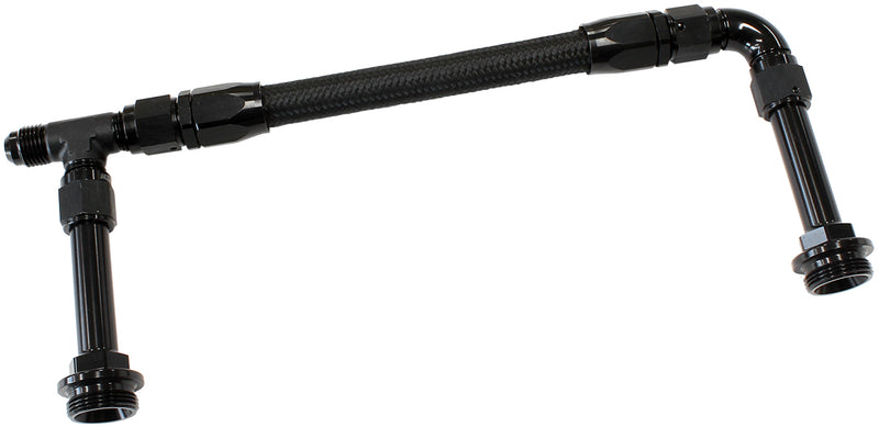 HOLLEY DUAL INLET RAIL -6AN   BLACK SUIT 2X METERING BLOCKS