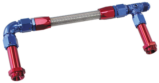 HOLLEY DUAL INLET RAIL -8AN   BLUE SUIT 2X METERING BLOCKS