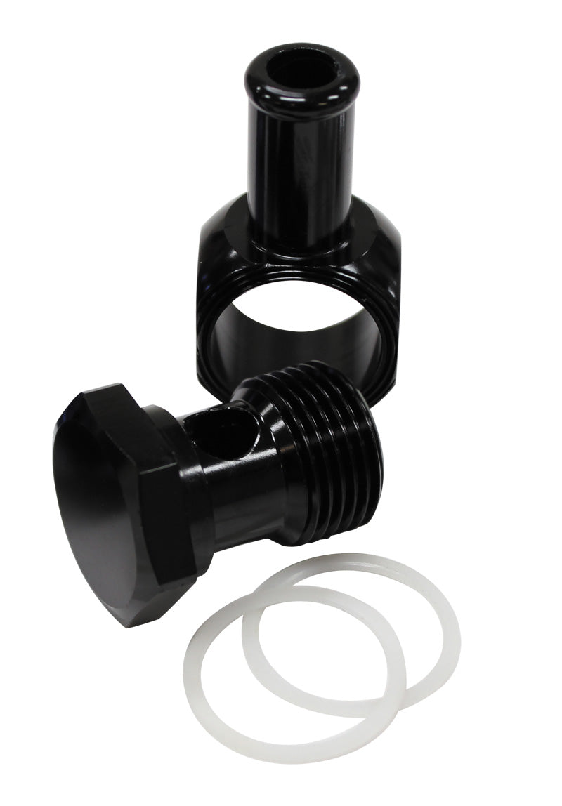 EDELBROCK CARB INLET BANJO    BLACK 5/8-20 TO MALE 3/8 BARB