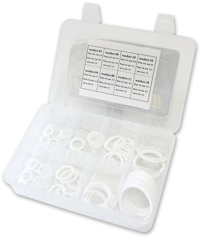 TEFLON WASH PK -3AN TO -20AN  10 OF EACH IN PLASTIC CASE