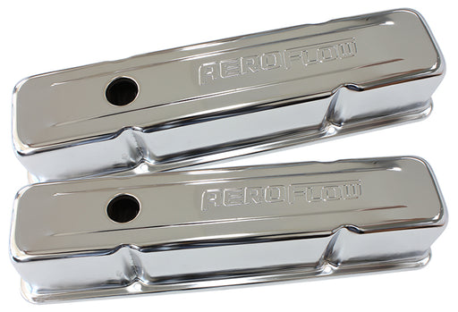 STEEL VALVE COVERS, SBC TALL  CHROME WITH AEROFLOW LOGO