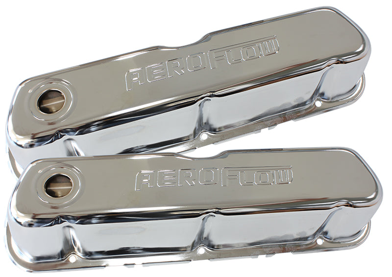 STEEL VALVE COVERS, SBF       CHROME WITH AEROFLOW LOGO