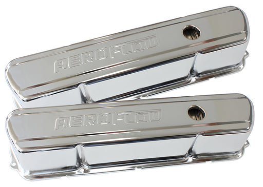 STEEL VALVE COVERS, 253 308   TALL CHROME WITH AEROFLOW LOGO