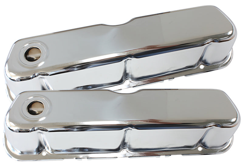 STEEL VALVE COVERS, SBF       CHROME WITHOUT LOGO