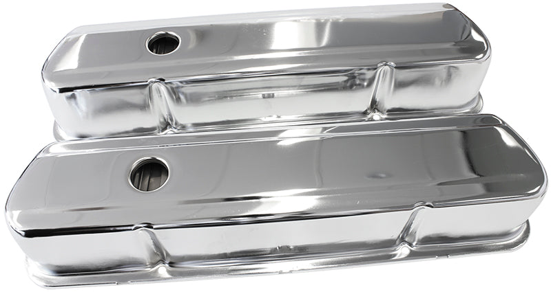 STEEL VALVE COVERS, 253 308   TALL, CHROME WITHOUT LOGO