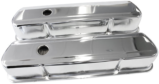 STEEL VALVE COVERS, 253 308   TALL, CHROME WITHOUT LOGO