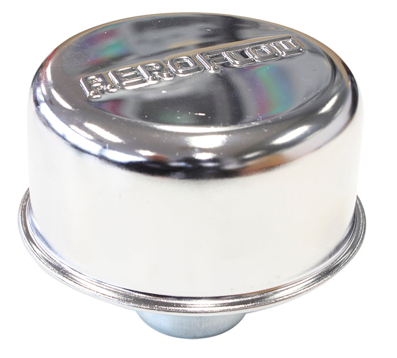 Chrome valve cover breather   Push in style, no spout w/logo