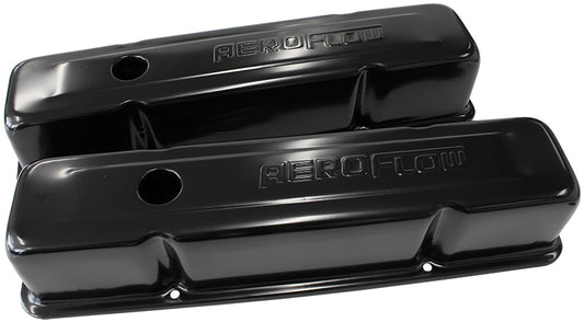 STEEL VALVE COVERS, SBC TALL  BLACK WITH AEROFLOW LOGO Default Title