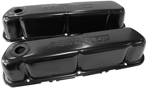 STEEL VALVE COVERS, SBF       BLACK WITH AEROFLOW LOGO