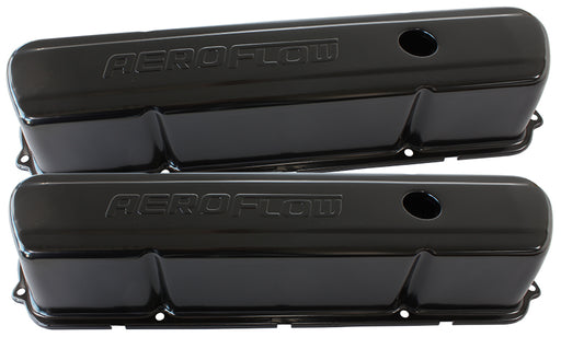 STEEL VALVE COVERS, 253 308   BLACK WITH AEROFLOW LOGO