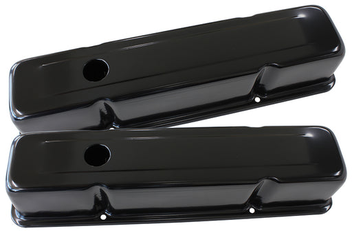 STEEL VALVE COVERS, SBC TALL  BLACK WITHOUT LOGO