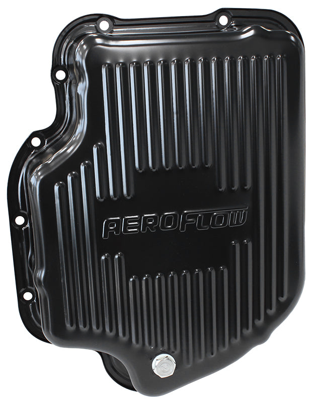 TH400 DEEP TRANSMISSION PAN   BLACK W/ DRAIN PLUG  3" DEEP
