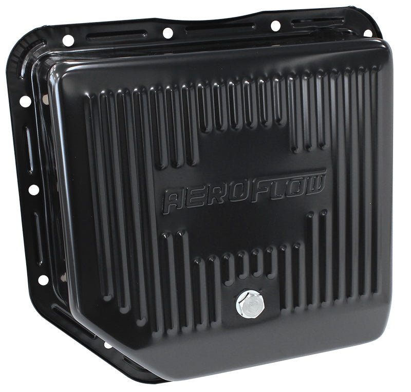 TH350 DEEP TRANSMISSION PAN   BLACK W/ DRAIN PLUG