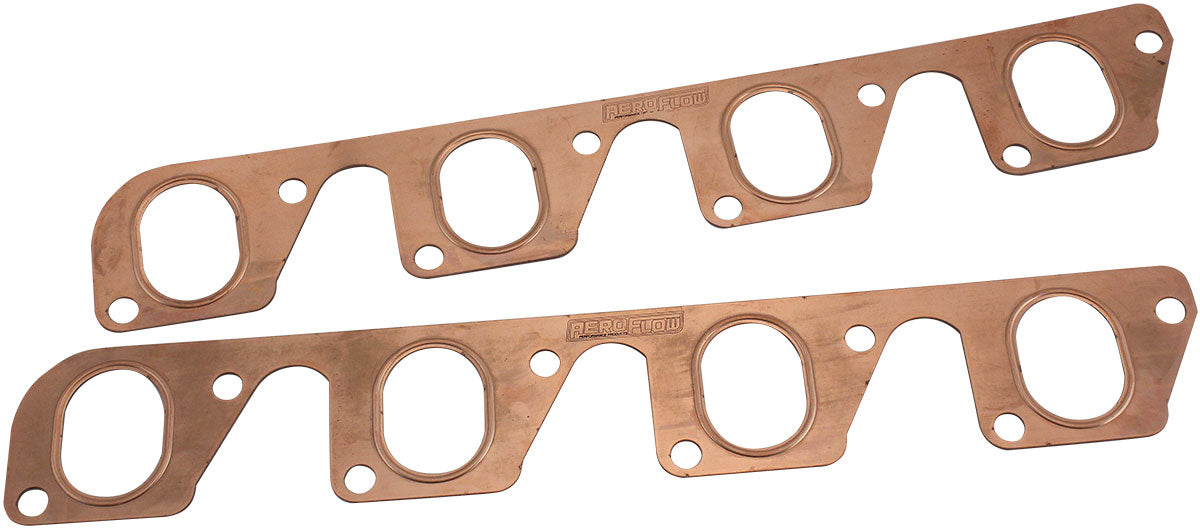 FORD CLEVELAND EXHAUST GASKETSCOPPER EMBOSSED 351C PAIR 2V  OVAL Aeroflow - AF 1854-1204