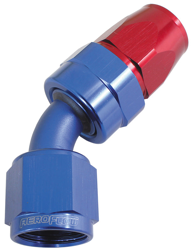 ALLOY 45 DEG HOSE END -12AN   BLUE FULL SWIVEL SUIT TEFLON