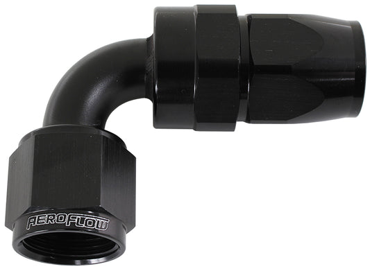 ALLOY 90 DEG HOSE END -8AN    BLACK FULL SWIVEL SUIT TEFLON Default Title