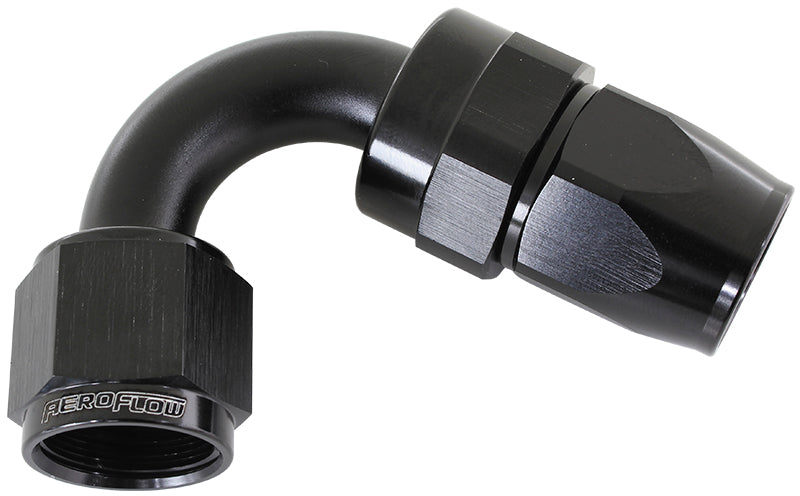 ALLOY 120 DEG HOSE END -6AN   BLACK FULL SWIVEL SUIT TEFLON