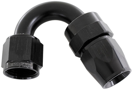 ALLOY 150 DEG HOSE END -4AN   BLACK FULL SWIVEL SUIT TEFLON