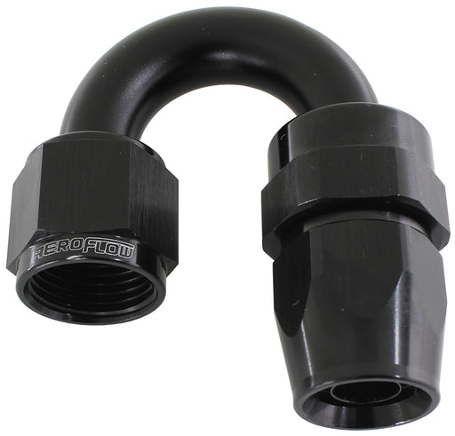 ALLOY 180 DEG HOSE END -4AN   BLACK FULL SWIVEL SUIT TEFLON