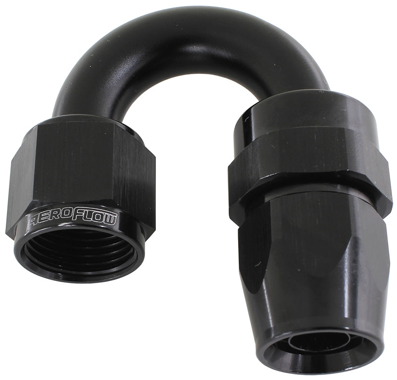 ALLOY 180 DEG HOSE END -6AN   BLACK FULL SWIVEL SUIT TEFLON
