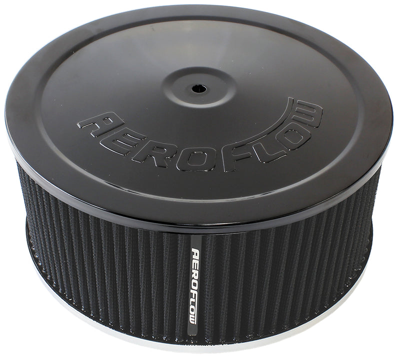 9" X 4"  AIR CLEANER  ASSEMBLY7-5/16" FLAT BASE BLACK COTTON
