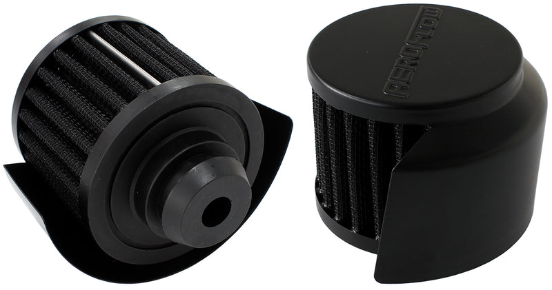 1-1/4" PUSH IN BREATHER WITH  SHIELD 3"O.D 2-1/2"H BLACK TOP