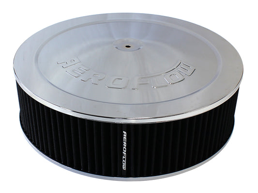 14" X 4"  AIR CLEANER  ASSY   7-5/16" FLAT BASE CHROME COTTO Default Title